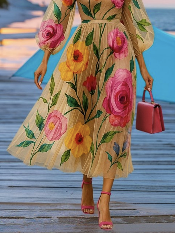 Eva™ | Broderad Blomklänning