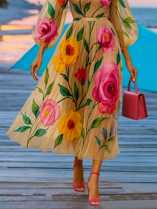 Eva™ | Broderad Blomklänning